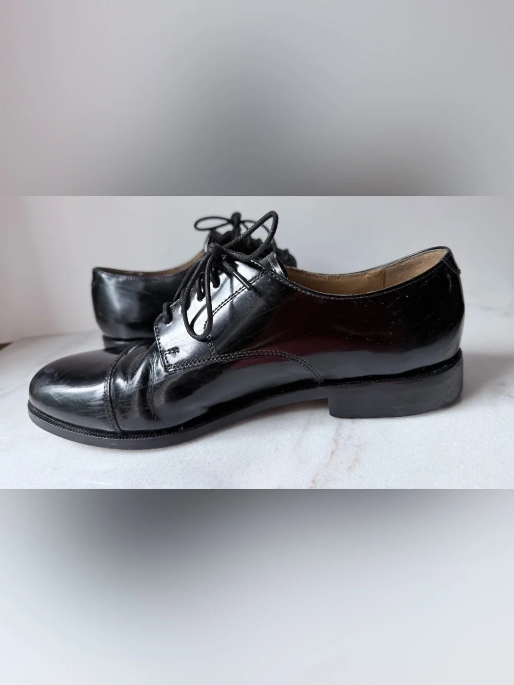 Cole Haan Men's Caldwell cap toe oxfords in black patent leather